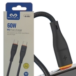 Кабел USB C мъжки, USB C мъжки VQ-D06, 60W, 1 м, ЧЕРЕН